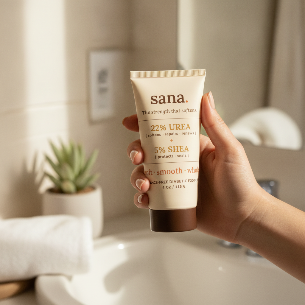 Sana foot cream in hand